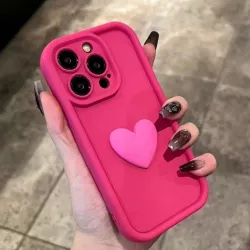 Cover iPhone 15 Rosa con Cuore Rosa