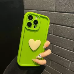 Cover iPhone 15 Verde con Cuore Giallo