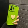 Cover iPhone 15 Verde con Cuore Giallo