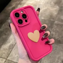 Cover iPhone 15 Rosa con Cuore Giallo