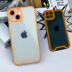 Cover iPhone 15 con Bordi Arancione Fluo