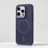 Cover iPhone 15 Viola Scuro Bucherellata per Dissipazione