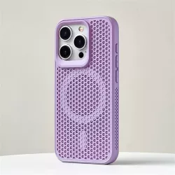 Cover iPhone 15 Viola Chiaro Bucherellata per Dissipazione