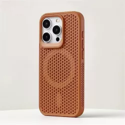 Cover iPhone 15 Marrone Bucherellata per Dissipazione