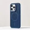 Cover iPhone 15 Blu Scuro Bucherellata per Dissipazione