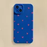 Cover iPhone 15 Blu con Cuori Rossi