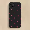 Cover iPhone 15 Nera con Cuori Rossi