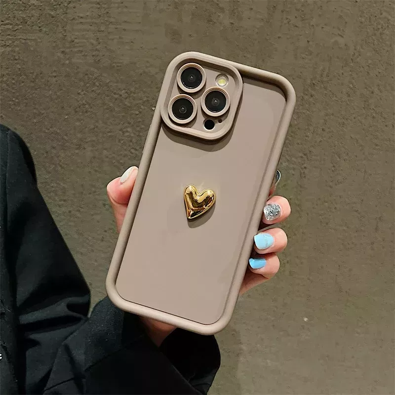 Cover iPhone 15 Caffè con Cuore Dorato