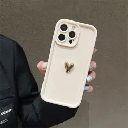 Cover iPhone 15 Bianca con Cuore Dorato