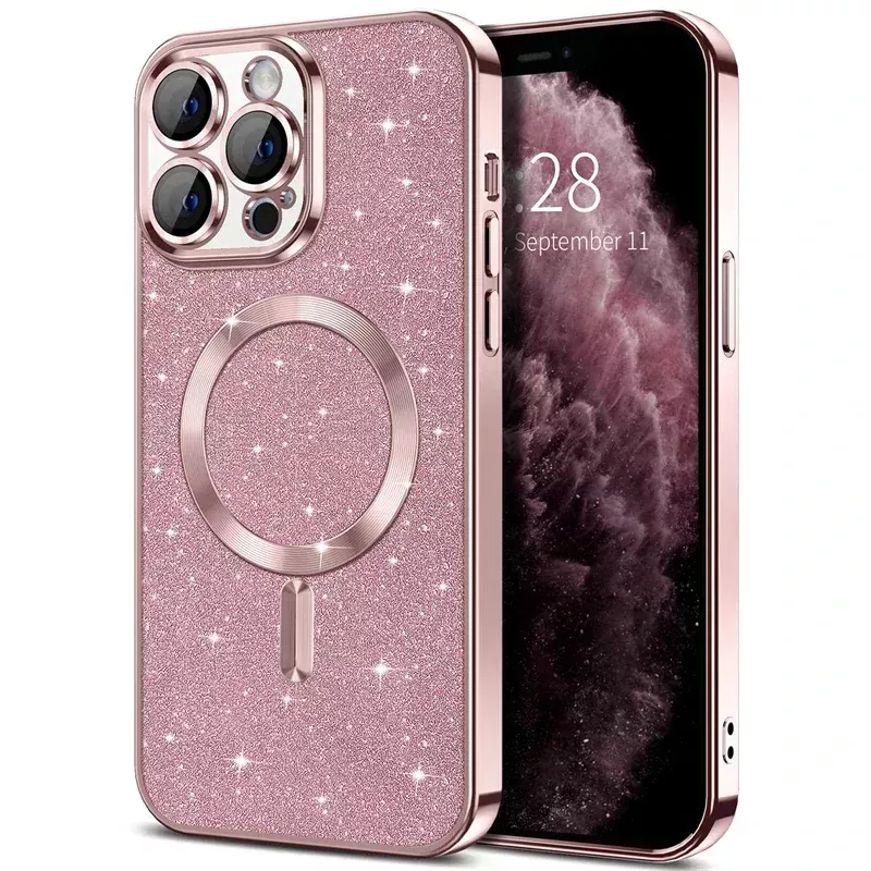 Cover iPhone 15 Rosa Glitterata Cover iPhone 15 Rosa Glitterata