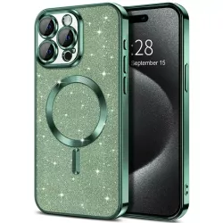 Cover iPhone 15 Verde Glitterata