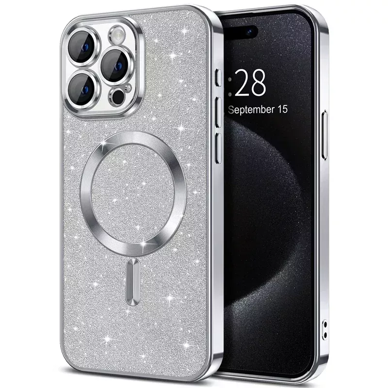 Cover iPhone 15 Grigia Glitterata Cover iPhone 15 Grigia Glitterata