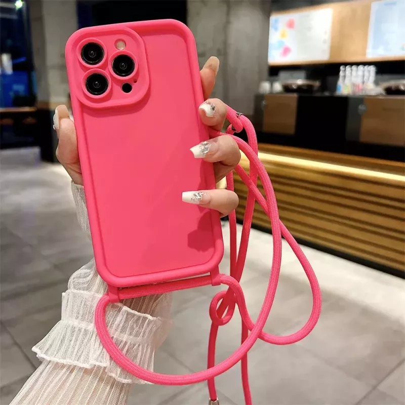 Cover iPhone 15 Rosa con Laccio Regolabile Cover iPhone 15 Rosa con Laccio Regolabile