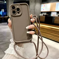 Cover iPhone 15 Marrone con Laccio Regolabile