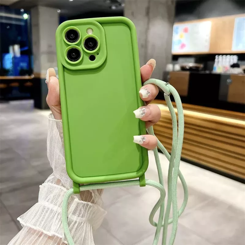 Cover iPhone 15 Verde con Laccio Regolabile Cover iPhone 15 Verde con Laccio Regolabile